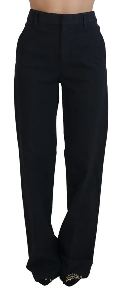 Pantalon droit à taille haute à carreaux noirs de Dsquared², style élégant et tendance, visible en détail dans l’image.