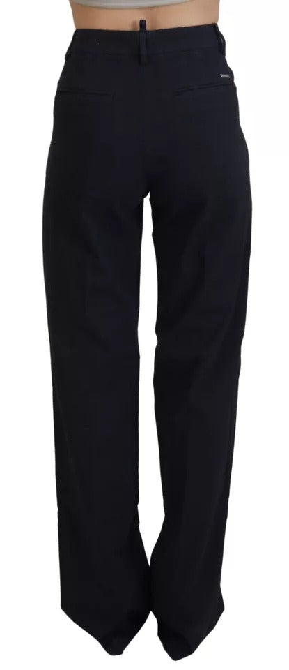 Pantalon droit à carreaux noirs à taille haute de Dsquared², vue de face sur fond blanc.