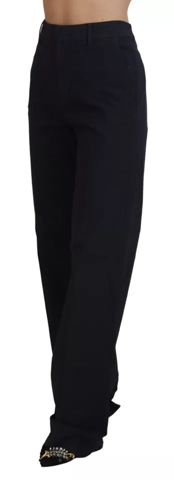 Pantalons droits à taille haute à carreaux noirs de Dsquared², mode chic et tendance pour femmes.