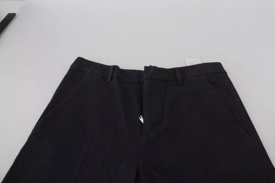 Pantalon droit à taille haute à carreaux noirs de Dsquared², style classique et tendance.