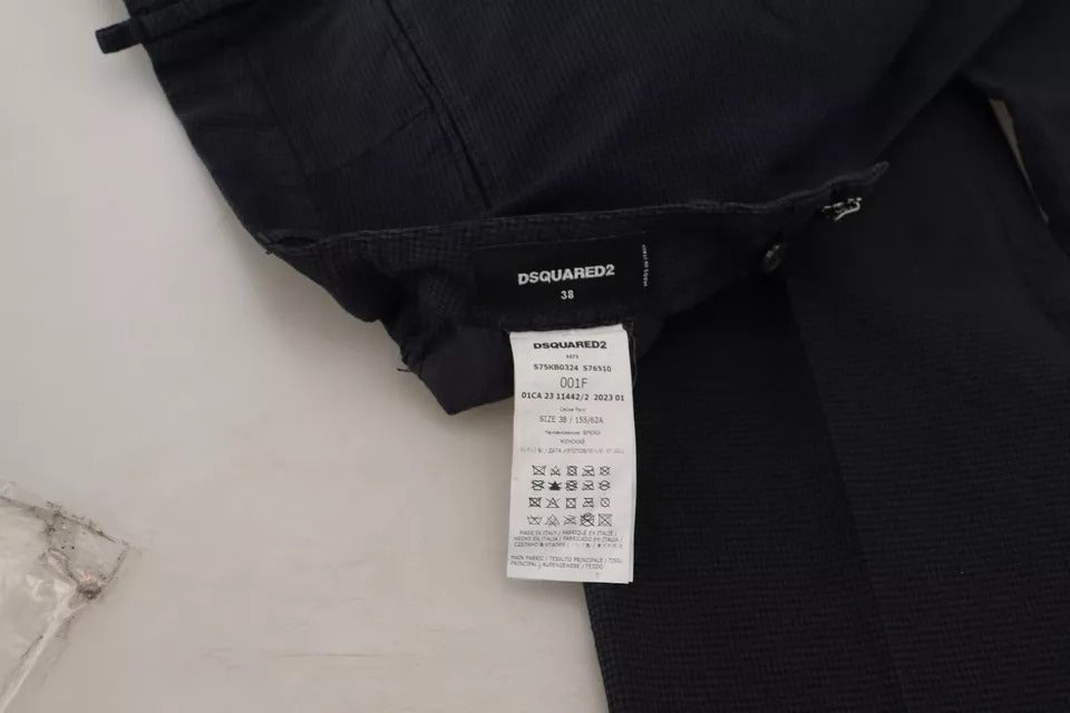 Pantalon droit à taille haute à carreaux noirs de Dsquared², style tendance et élégant, visible en détail dans l'image.
