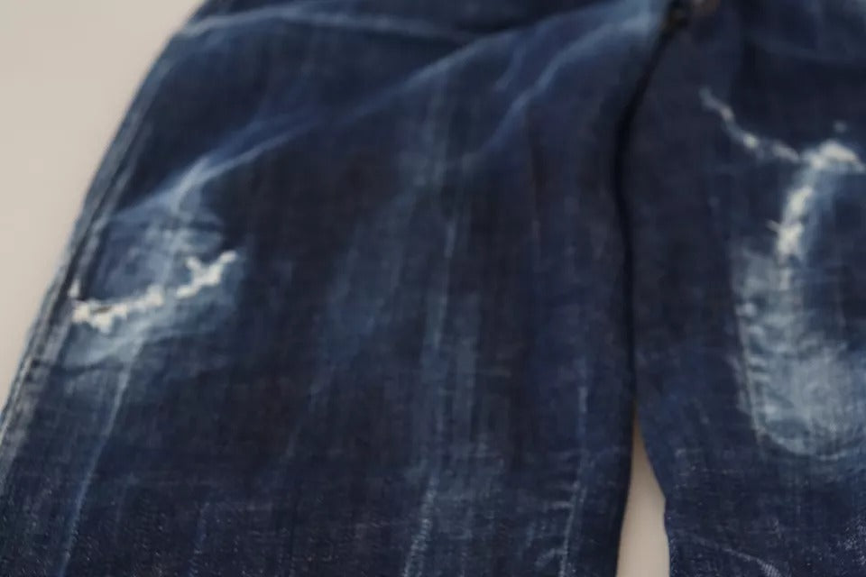 Jeans droits en denim bleu à taille haute Dsquared² Blue Icon, coupe classique et style tendance visible sur la photo.