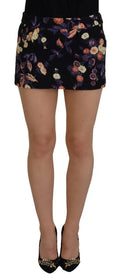 Jupe courte noire à taille moyenne avec broderie florale élégante, style A-line, par Dsquared².