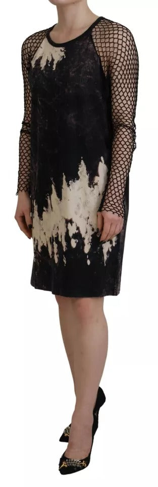 Robe en coton à manches longues à motif tie-dye noir de Dsquared², style décontracté et tendance.