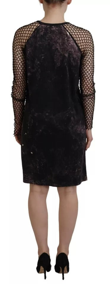 Robe courte en coton à manches longues avec motif tie-dye noir, style décontracté, de la marque Dsquared².