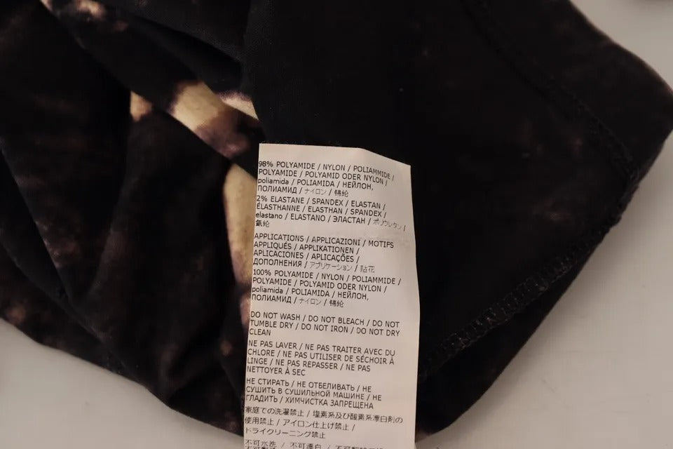 Robe courte en coton à manches longues avec motif tie-dye noir de Dsquared², style décontracté et moderne.