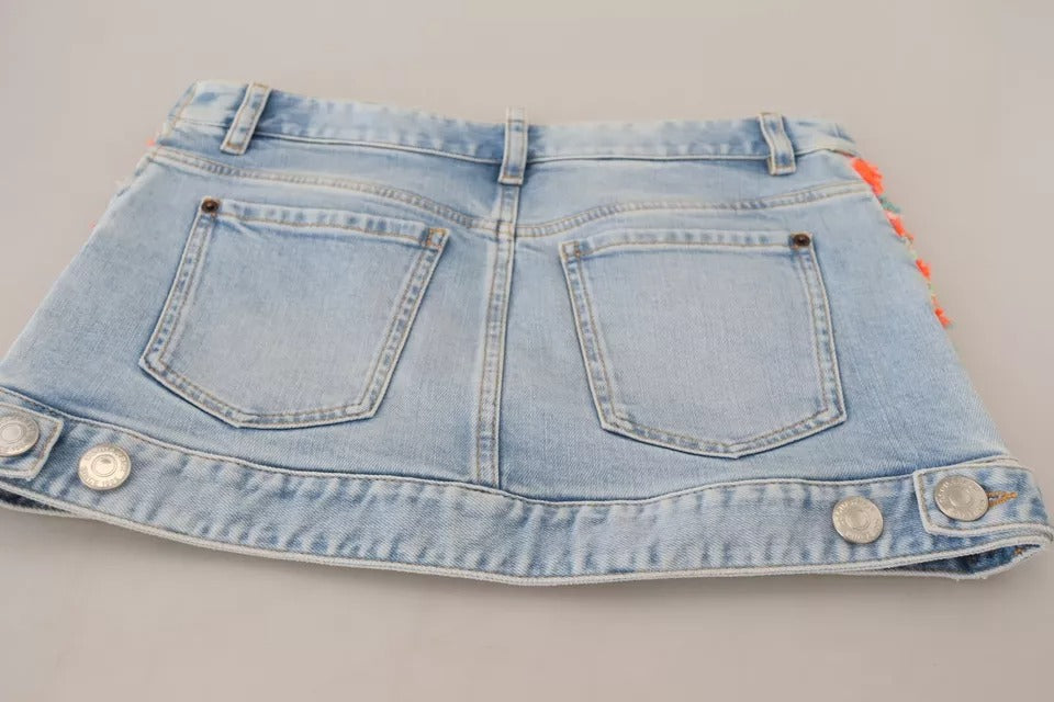 Jupe en jean à taille basse Dsquared², multicolore, en polyester, style évasé et tendance.