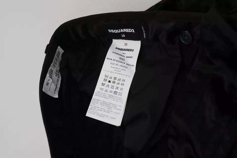 Pantalons cropped noirs à pinces et taille haute de Dsquared², pantalon large avec plis pour un style élégant et moderne.