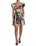 Robe courte en coton à patchwork multicolore de Dolce & Gabbana, style aligne, détail coloré et élégant.