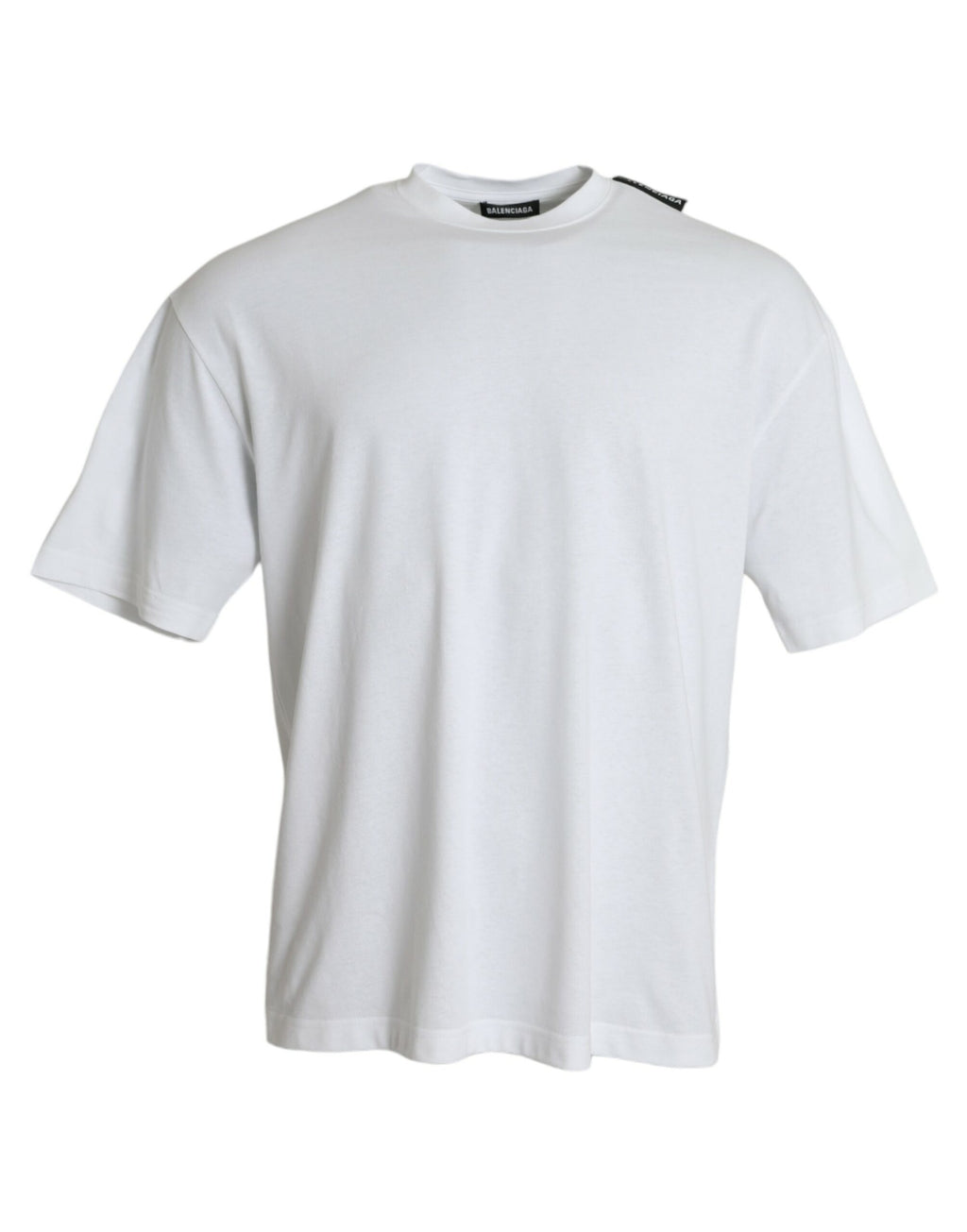 T-shirt en jersey de coton blanc avec col rond de Balenciaga, style décontracté et moderne.