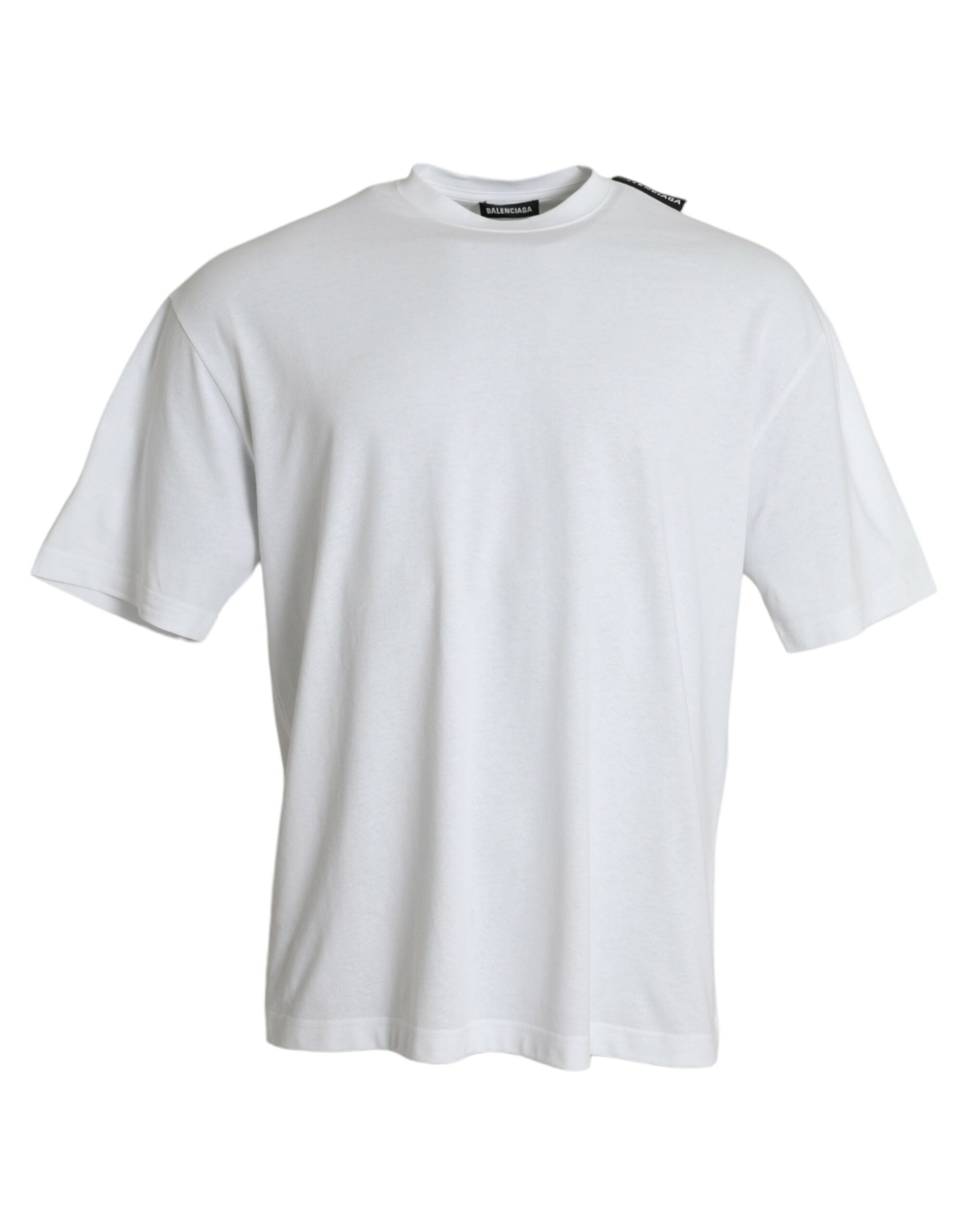 T-shirt en jersey de coton blanc avec col rond de Balenciaga, style décontracté et moderne.