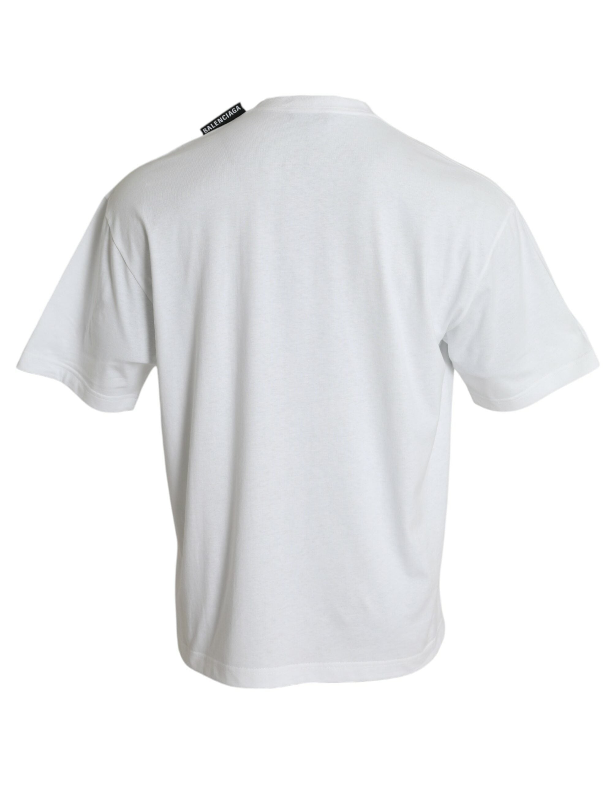 T-shirt en jersey de coton blanc avec col rond de Balenciaga, style décontracté et moderne.