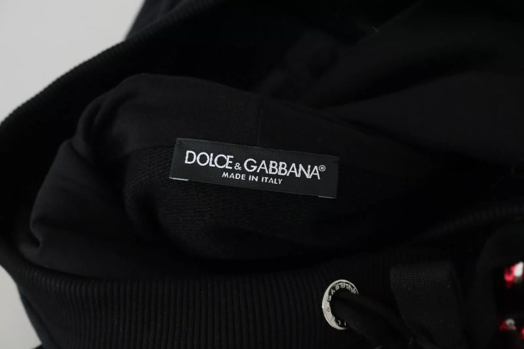 Pull à capuche Dolce & Gabbana DG à sequins brillant, pull-over en maille avec capuche et détails scintillants.