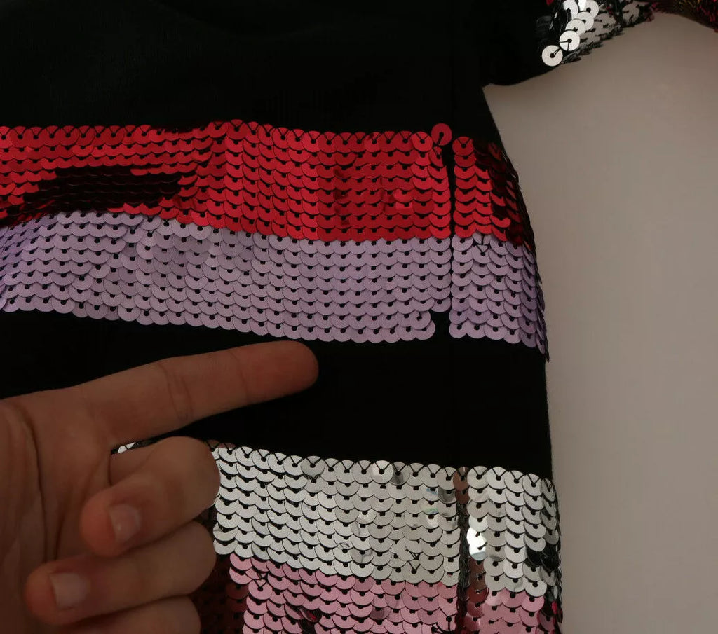 Sweat à capuche Dolce & Gabbana DG avec sequins brillants, pull-over tendance en maille, vue de face.