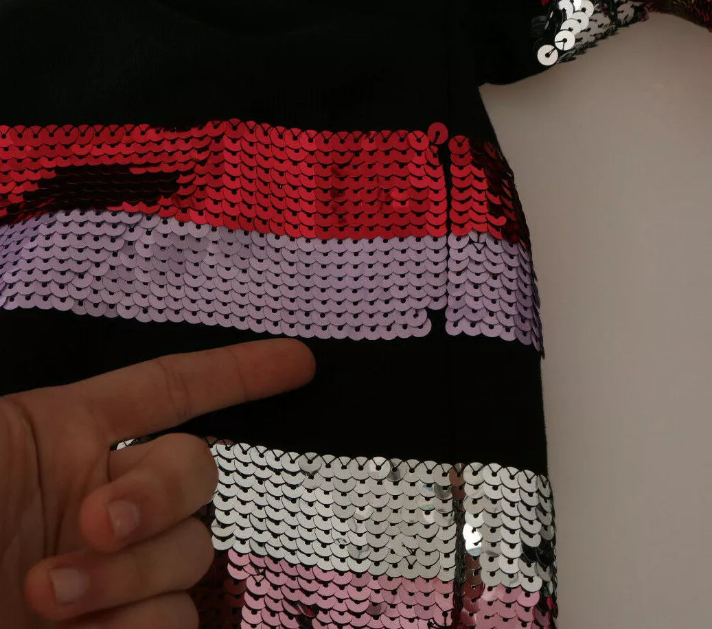 Sweat à capuche Dolce & Gabbana DG avec sequins brillants, pull-over tendance en maille, vue de face.