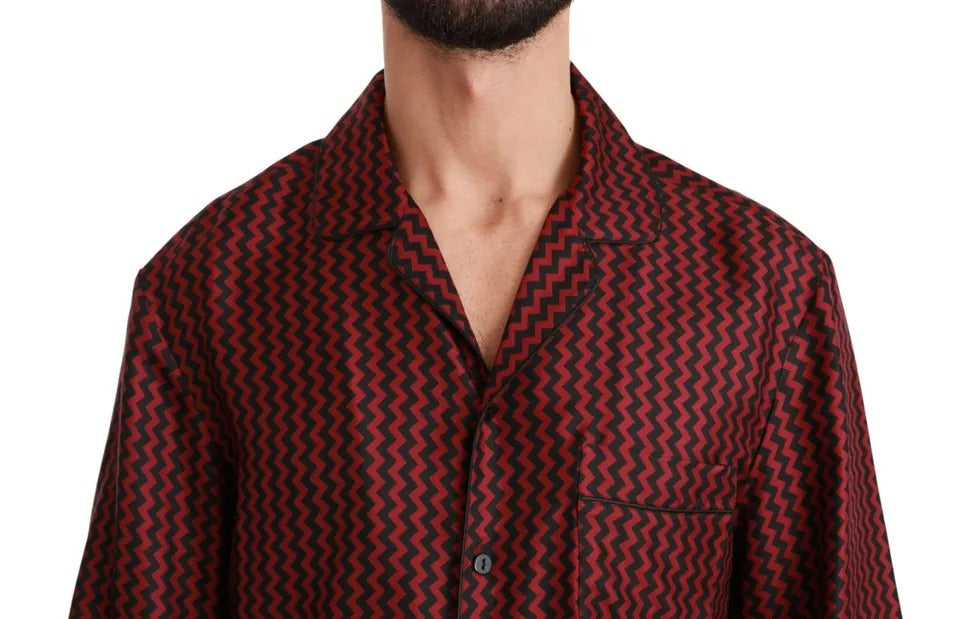 Chemise décontractée Dolce & Gabbana à motif zébré noir et rouge, style casual élégant, vue de face.