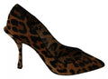 Escarpins Dolce & Gabbana en cuir pony à imprimé léopard marron, talons hauts élégants et style sophistiqué.