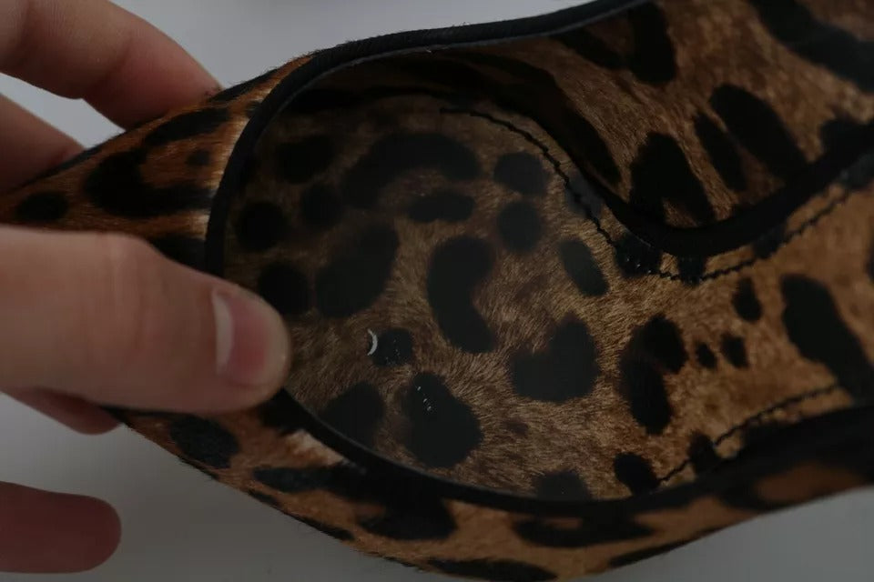 Chaussures Dolce & Gabbana talons hauts en cuir pony imprimé léopard marron, élégantes et sophistiquées pour femmes.