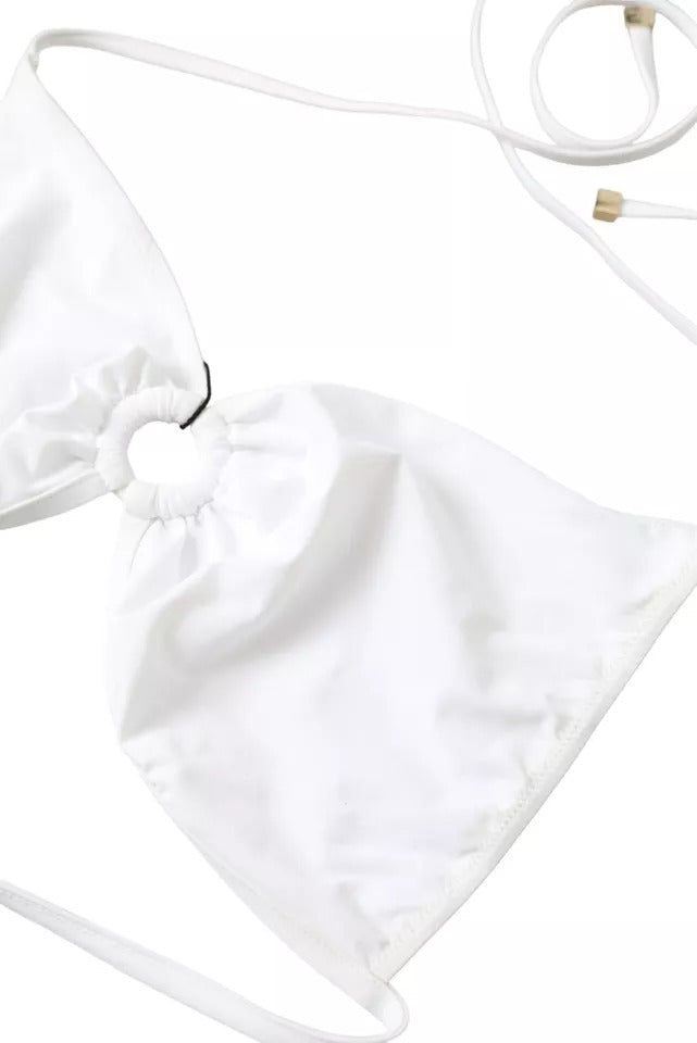 Haut de maillot de bain blanc en nylon extensible de Dolce & Gabbana, style bikini avec design épuré et confortable.