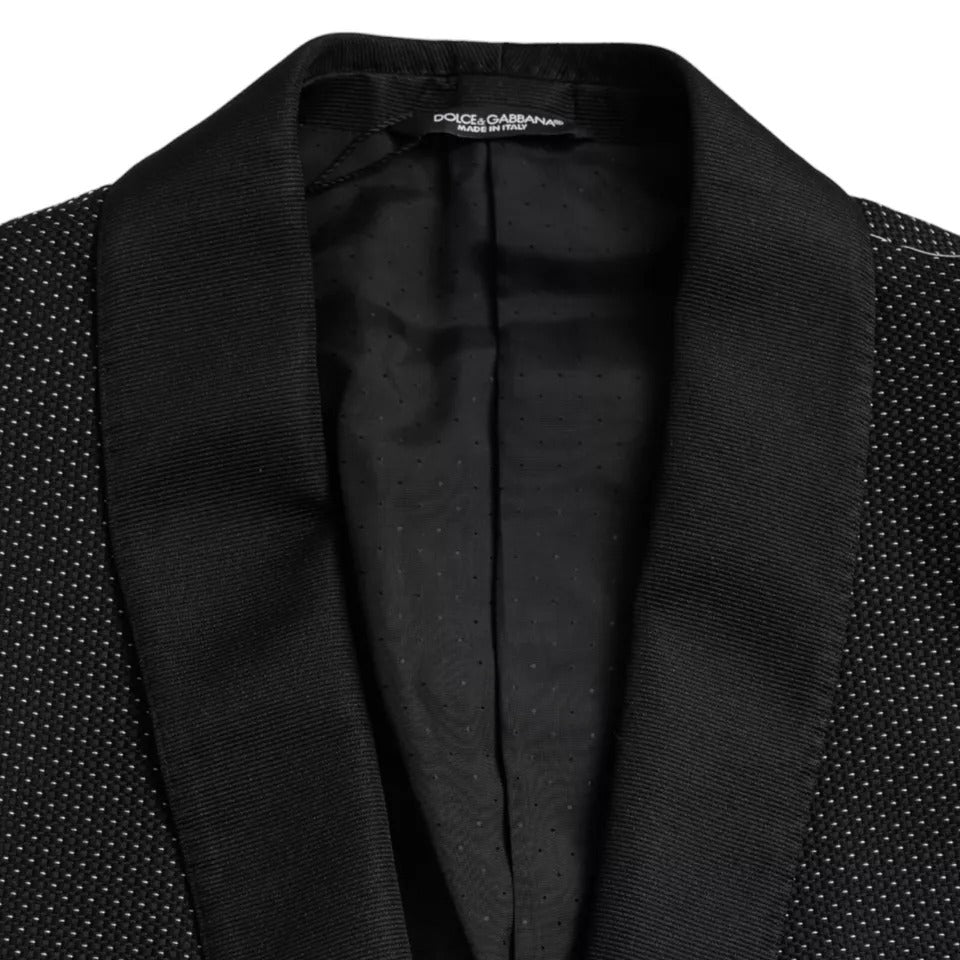 Blazer noir Dolce & Gabbana en jacquard à coupe single-breasted, style élégant et sophistiqué.