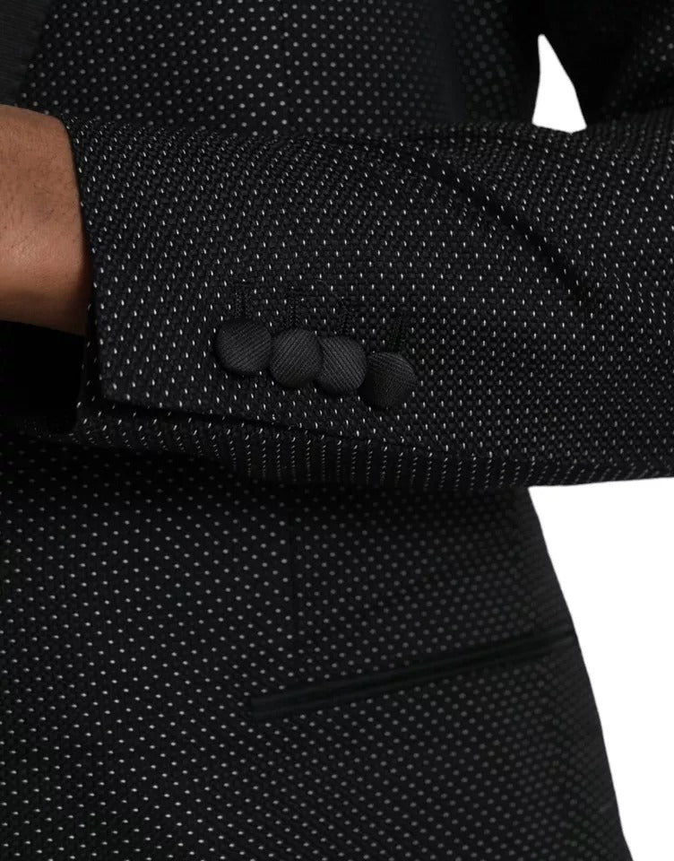 Manteau blazer noir en jacquard Dolce & Gabbana Martini à un bouton, coupe classique et élégante.