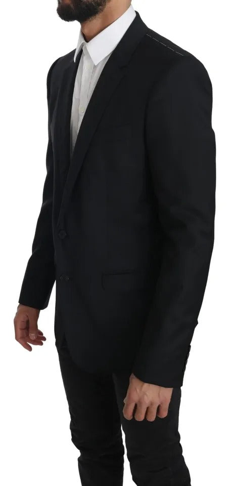 Veste blazer noire Dolce & Gabbana Slim, élégante élégant avec coupe ajustée et détails sophistiqués.