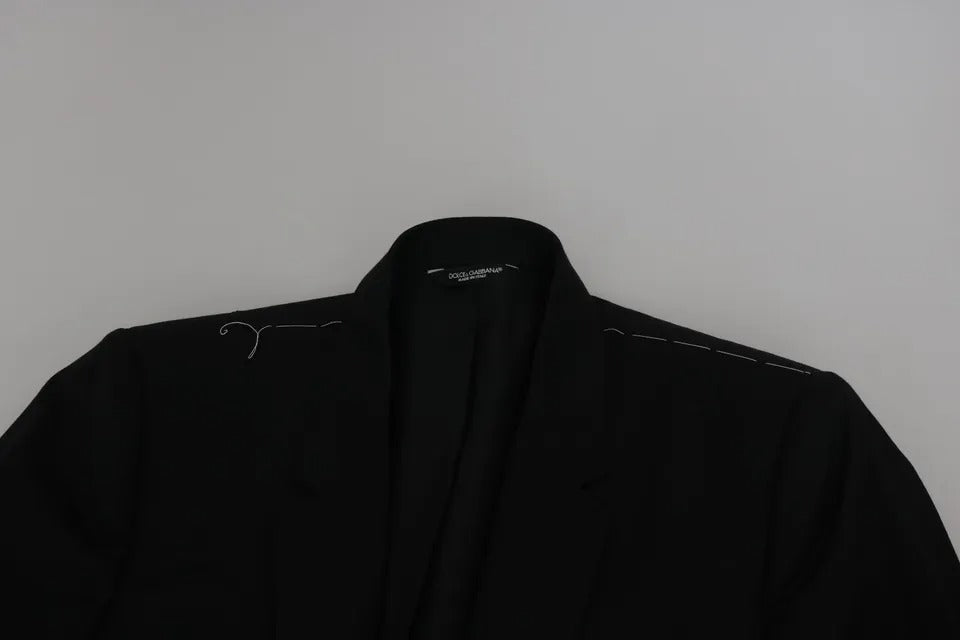 Veste blazer slim noire Dolce & Gabbana Martini, coupe élégante et ajustée, en tissu de haute qualité, vue de face.