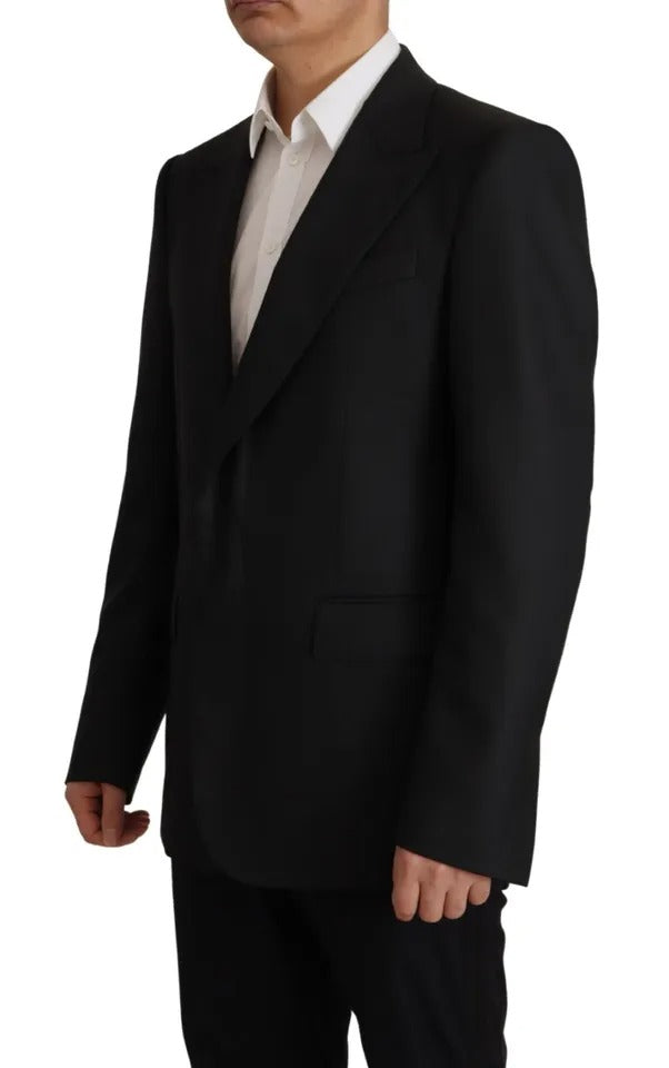 Veste blazer noire en polyester à un bouton Dolce & Gabbana, style classique et élégant pour homme.