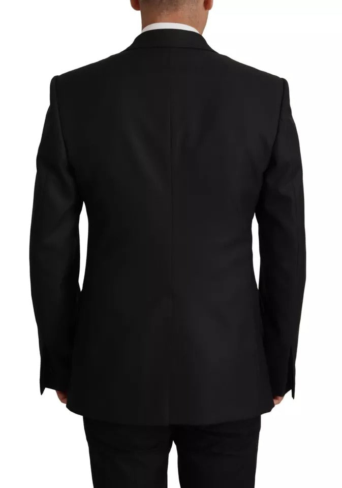 Blazer noir en polyester Dolce & Gabbana à un bouton, veste élégante à double boutonnage pour hommes.