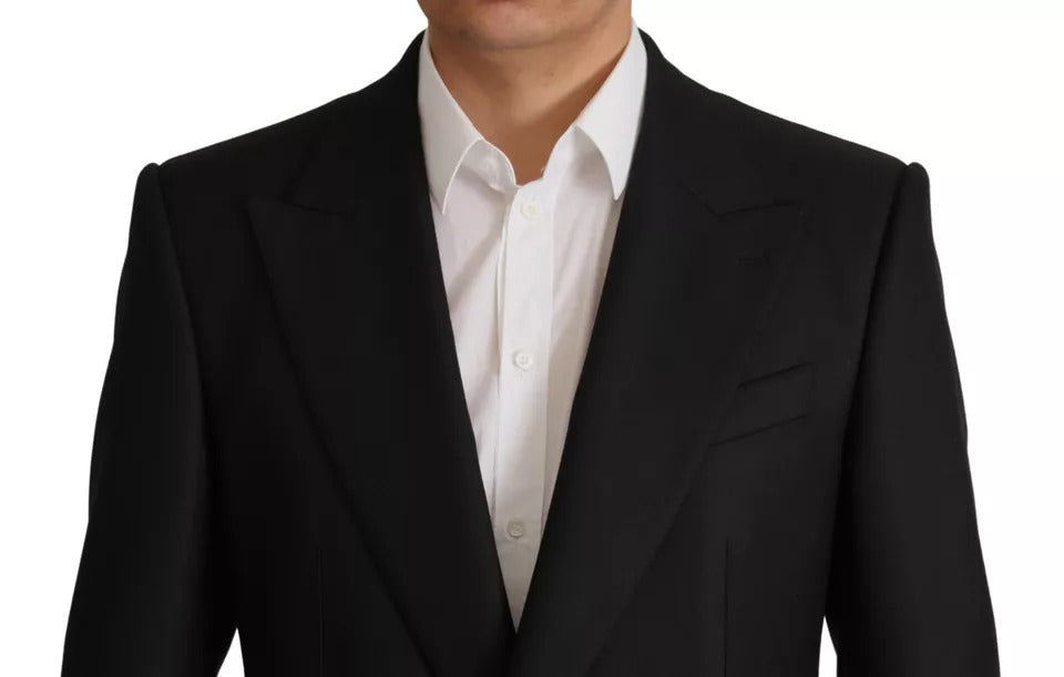 Veste blazer noire en polyester Dolce & Gabbana à une boutonnière, style élégant et moderne, vue de face.