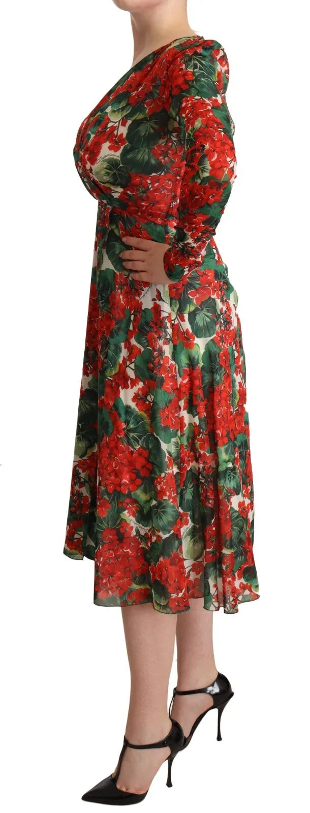 Robe droite Dolce & Gabbana Portofino-Print multicolore avec motif floral, manches courtes et coupe élégante.