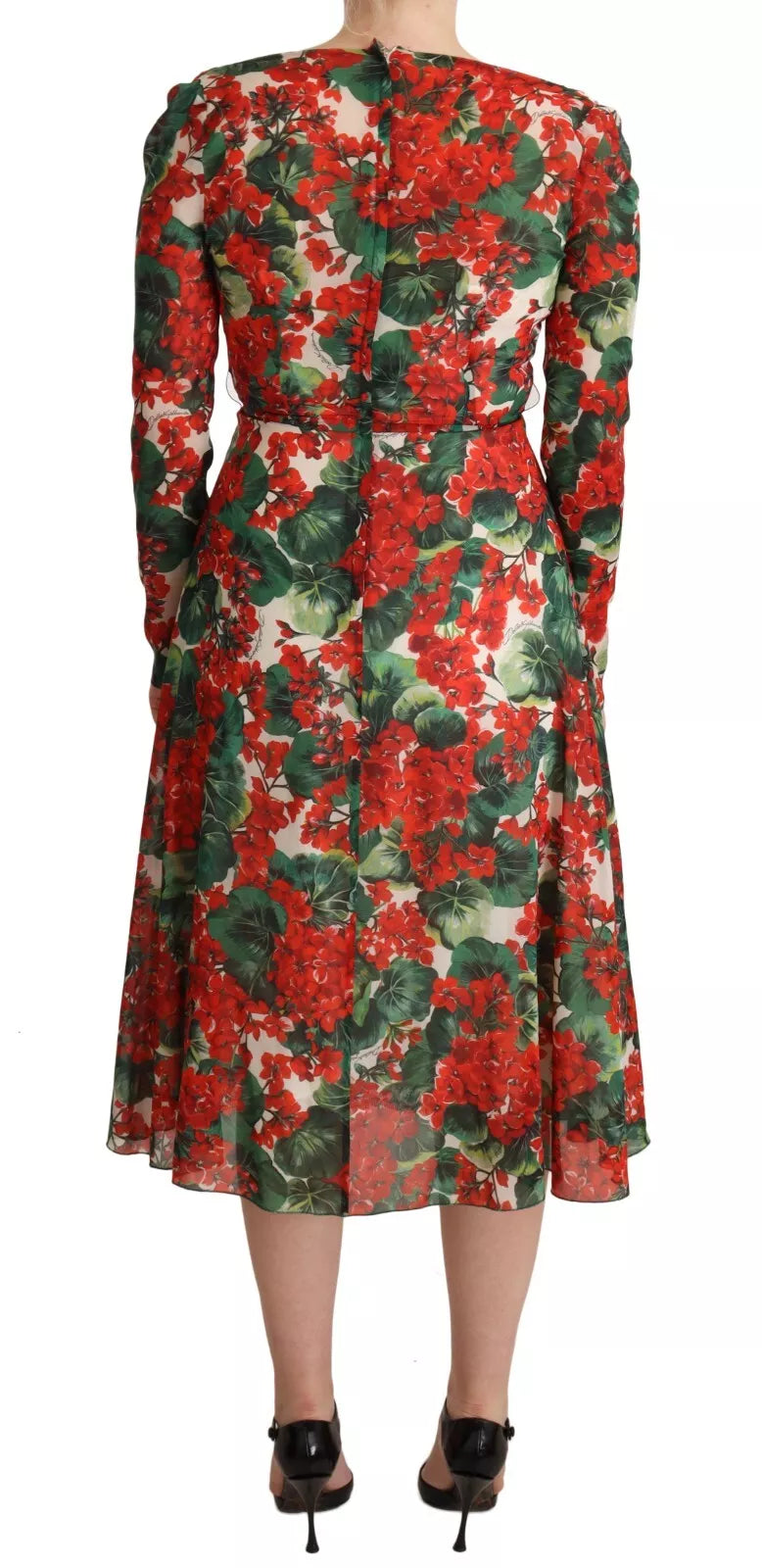 Robe droite Dolce & Gabbana Portofino à imprimé multicolore, élégante et fluide, visible avec détails colorés et style estival.