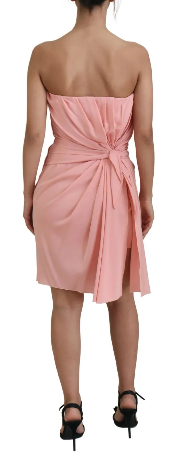 Robe bustier en soie rose Dolce & Gabbana, robe moulante sans bretelles, élégante et sophistiquée.
