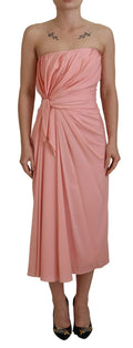 Robe midi en soie rose sans bretelles de Dolce & Gabbana, coupe ajustée et élégante, pour une silhouette sophistiquée.