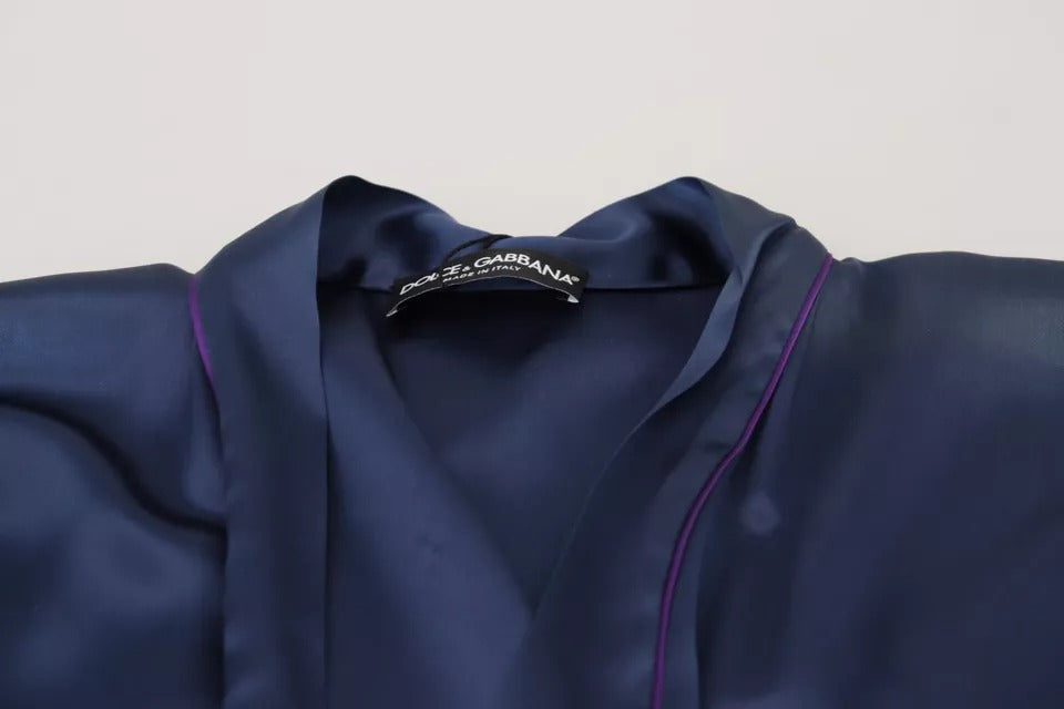 Ceinture en satin bleu Dolce & Gabbana pour robe ou veste, élégante et sophistiquée, en tissu de satin de haute qualité.