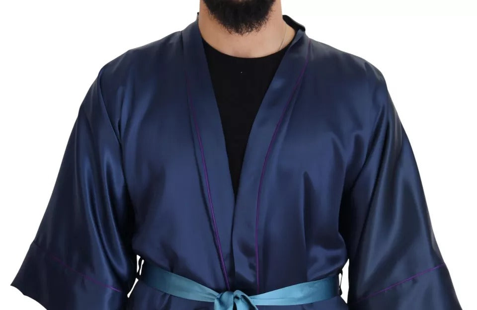 Ceinture en satin bleu pour robe ou veste Dolce & Gabbana, ceinture de mode élégante en soie satinée.
