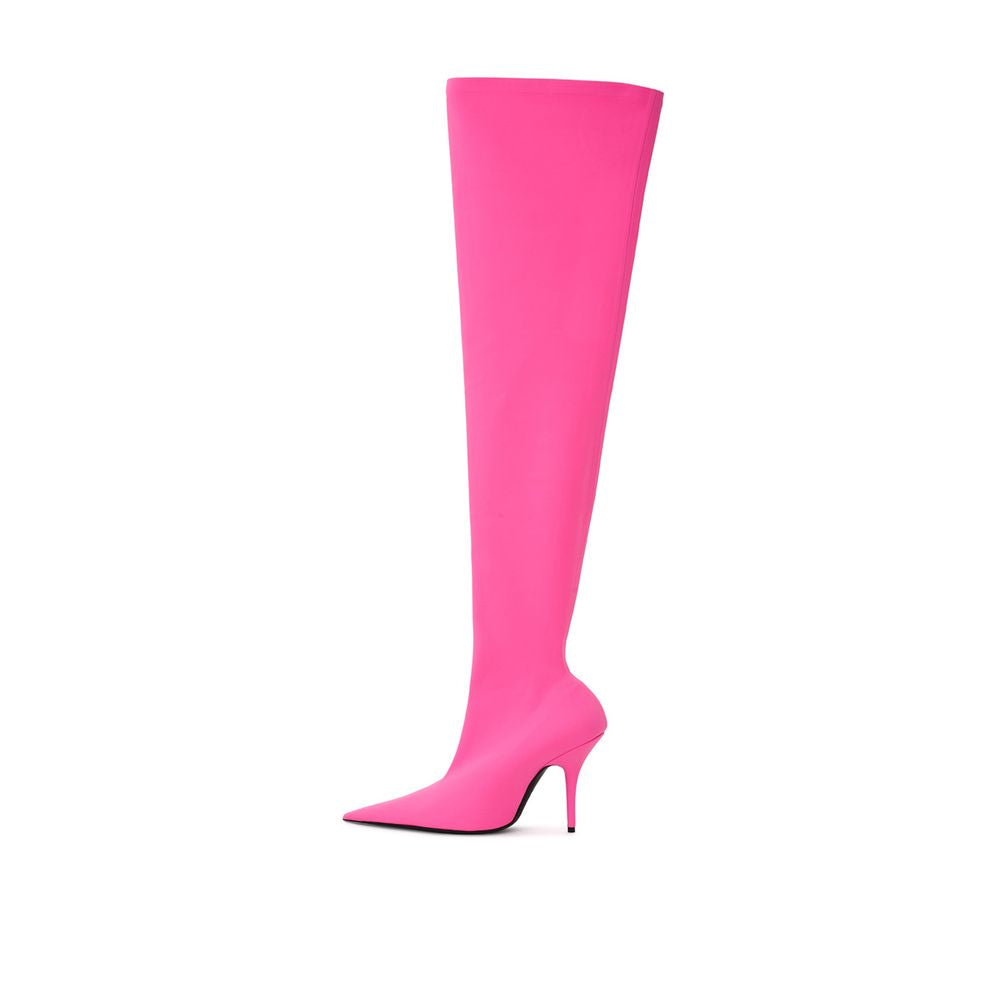 Bottes en polyester rose Balenciaga, mode élégante, vue de côté avec détails de design modernes et finition soignée.