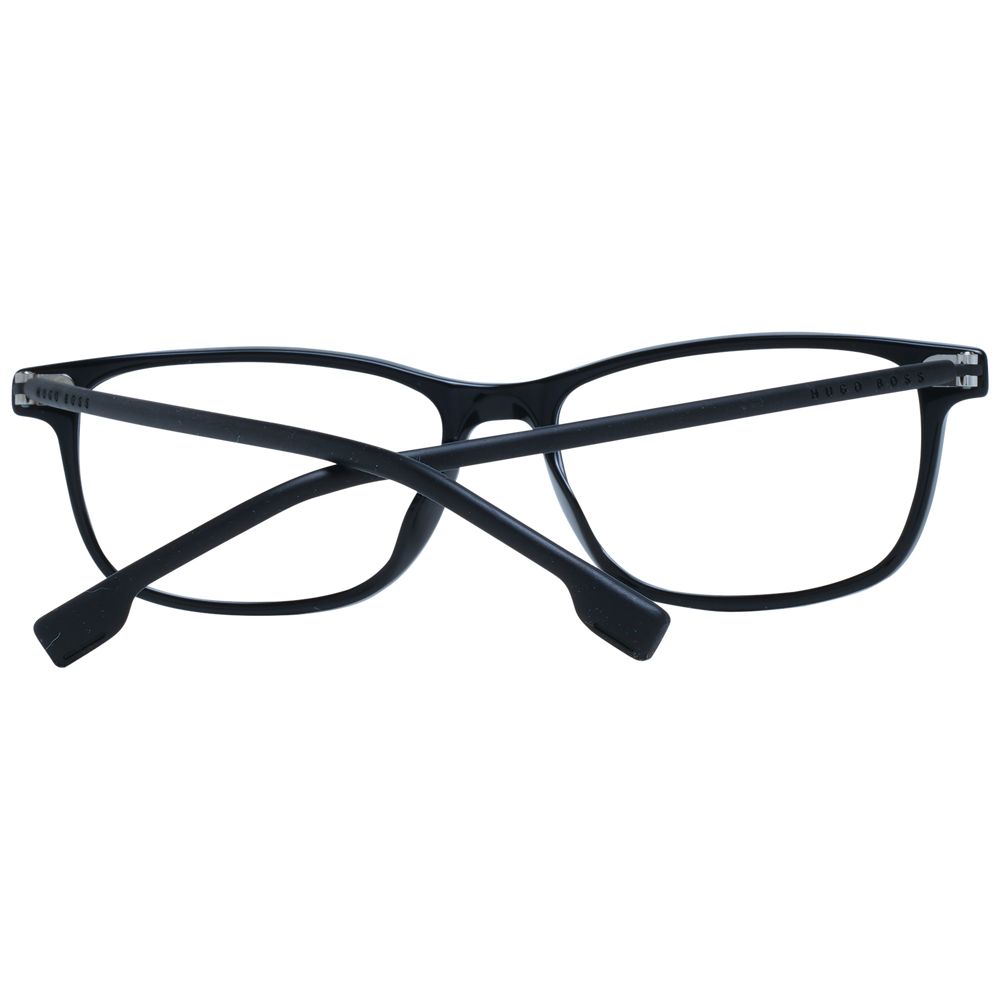 Lunettes de vue en acétate noir de la marque Hugo Boss, monture élégante et moderne, visibles de face.