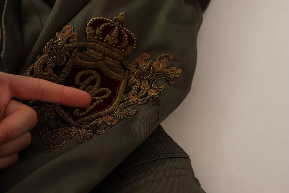 Veste blouson en coton vert Dolce & Gabbana DG Love, coupe décontractée avec détails modernes et logo visible.