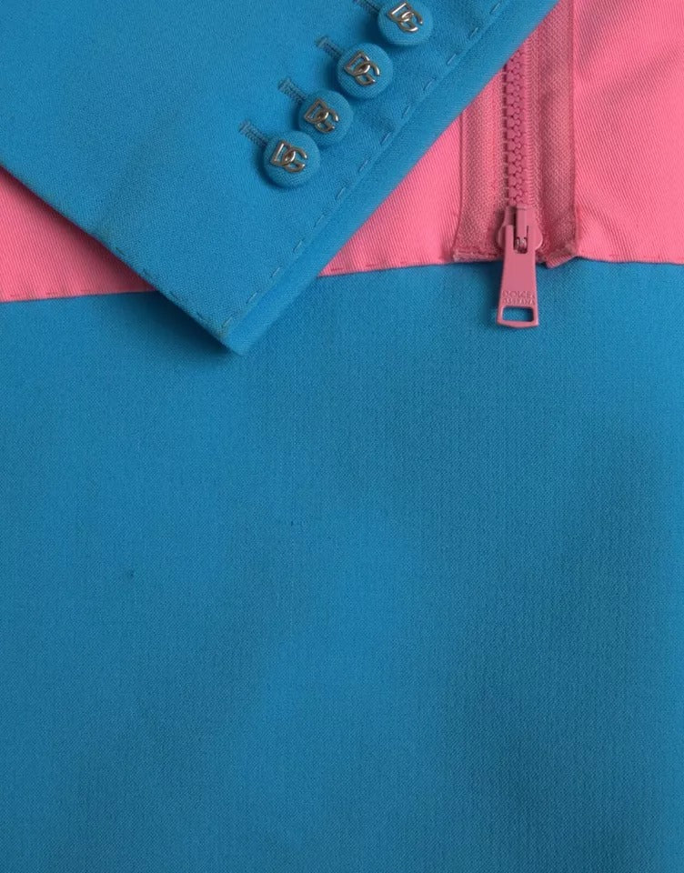 Manteau Dolce & Gabbana à carreaux multicolores avec revers en pointe, veste élégante en tissu à motifs colorés.