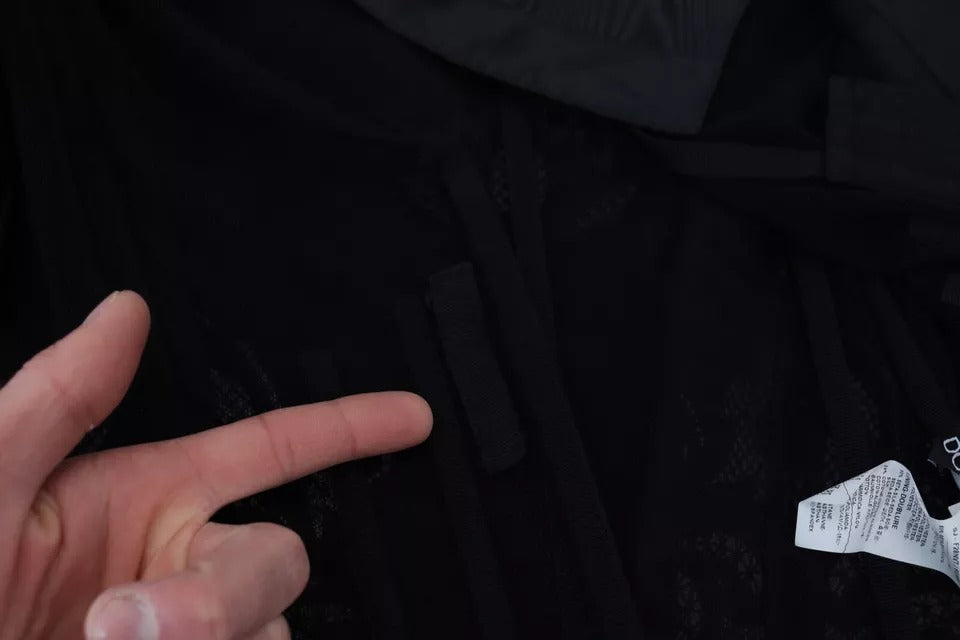 Veste en soie, organza et dentelle noire de Dolce & Gabbana, corset transparent élégant pour femme.