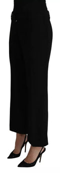 Pantalon capri Dolce & Gabbana en laine noire extensible, coupe courte et ajustée, mode élégante et sophistiquée.