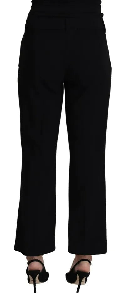 Pantalon capri noir en laine extensible de Dolce & Gabbana, coupe courte et ajustée, pour un style élégant et moderne.