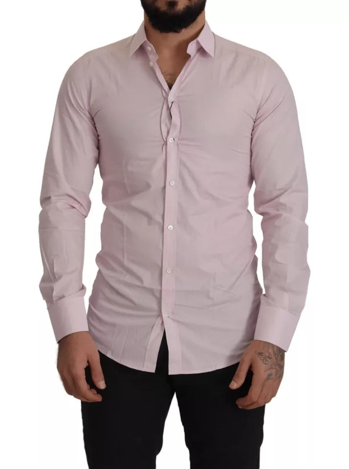 Robe en coton rose clair Dolce & Gabbana pour homme, avec chemise dorée formelle, visible sur l'image 4567735.
