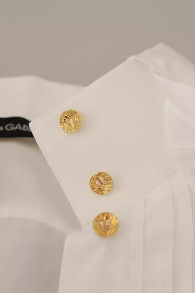 Chemise blanche en coton à col et manches longues de Dolce & Gabbana, vêtement formel élégant et sophistiqué.