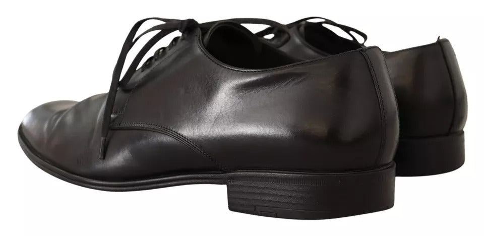 Chaussures Derby noires en cuir Dolce & Gabbana pour homme, chaussures formelles élégantes et sophistiquées.