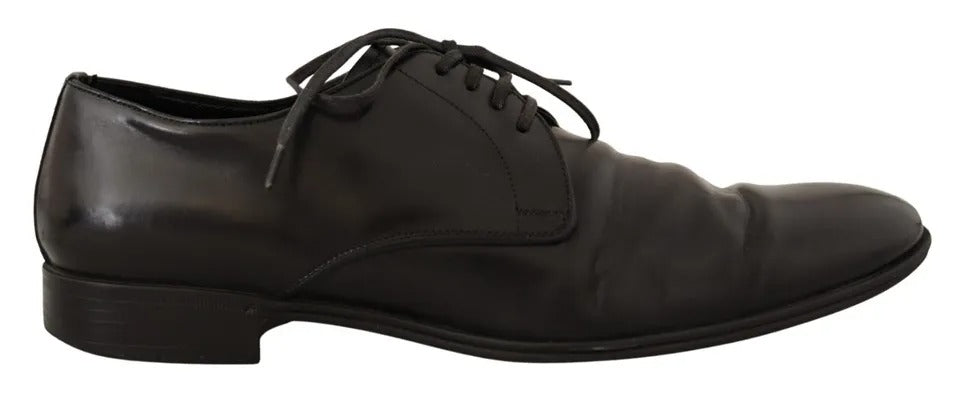 Chaussures Derby en cuir noir Dolce & Gabbana pour homme, chaussures habillées élégantes et formelles.
