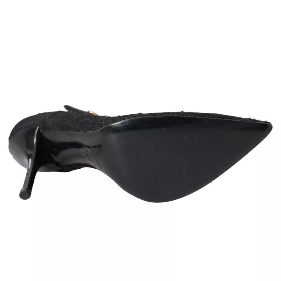 Bottes noires en tulle extensible et talons pumps Dolce & Gabbana, chaussures élégantes pour femmes