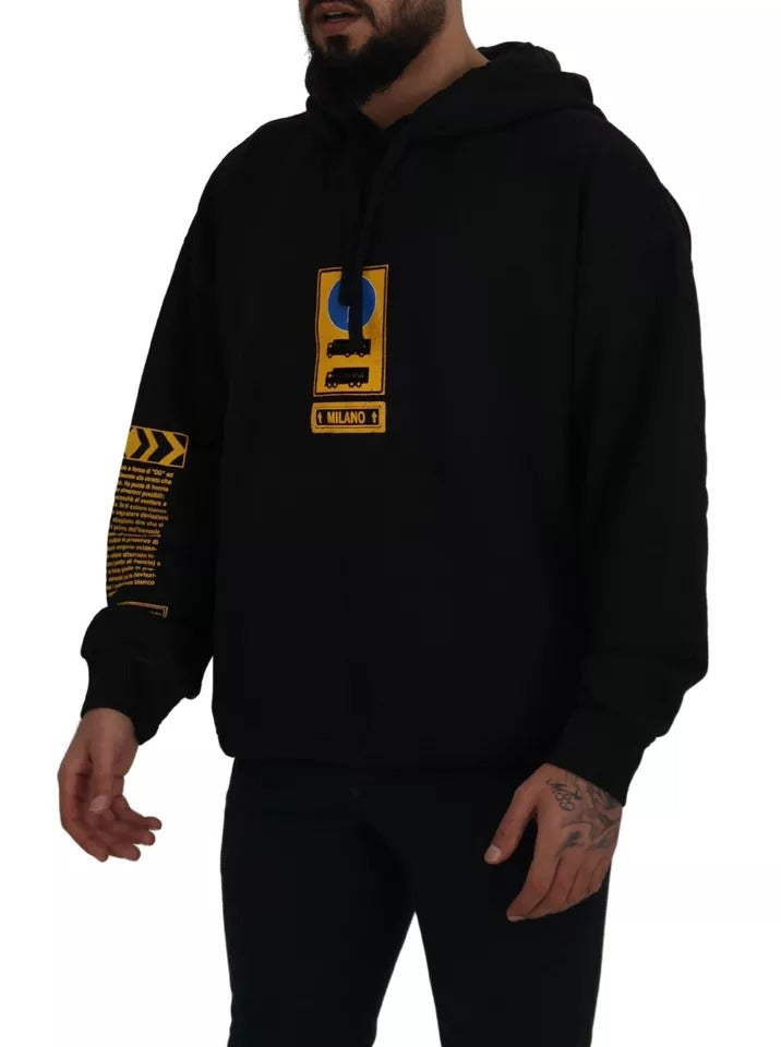 Sweat à capuche en coton noir Dolce & Gabbana avec logo visible, style décontracté et moderne, pour homme ou femme.