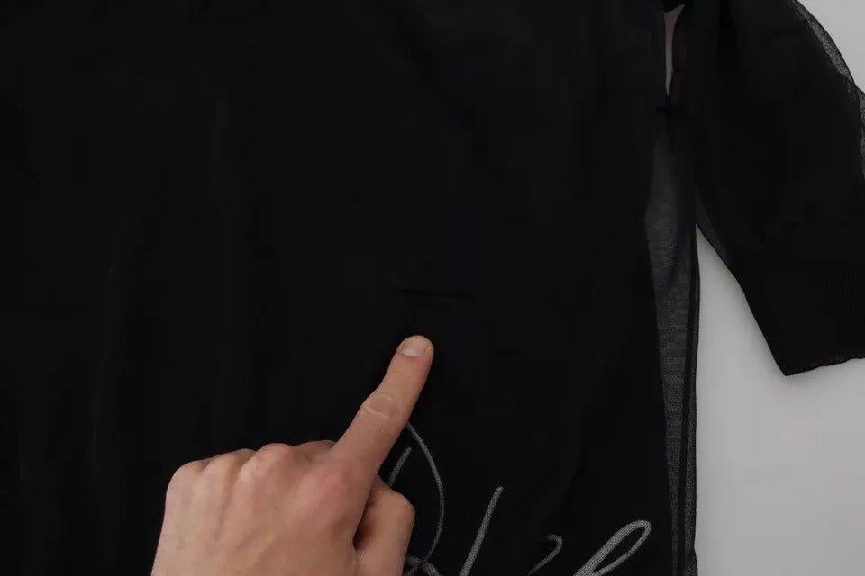 Pull homme Dolce & Gabbana, sweat-shirt noir en polyester à col rond, décontracté et élégant.